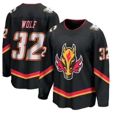 Breakaway Dustin Wolf Black Calgary Flames 2022/23 Alternate Premier Jersey - Men's